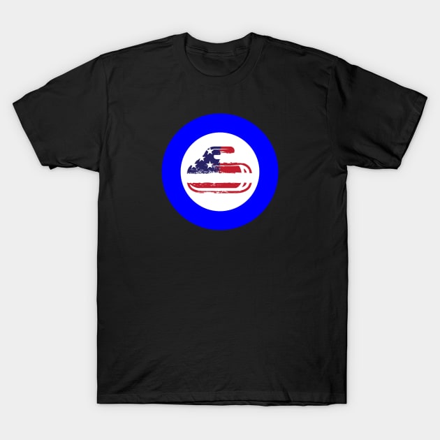 Curling USA Flag T-Shirt by Mamon